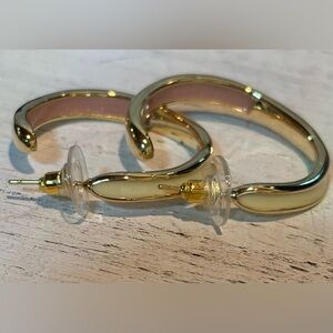 Elegant Gold, Cream, and Pink Women's Hoop Earrings NWOT